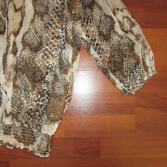 Animal Print Sheer Rusched Blouse - Large - Picture 3 of 7